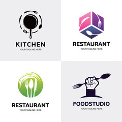 Kitchen Logo. Food Restaurant Logo Set Design Template Collection