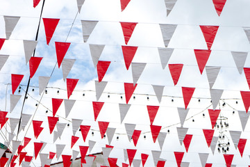 many line of flag red and white decorat