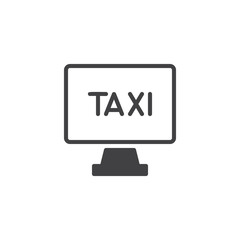 Taxi service computer monitor vector icon. filled flat sign for mobile concept and web design. Online taxi ordering simple solid icon. Symbol, logo illustration. Pixel perfect vector graphics