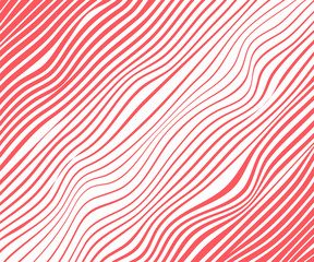 Abstract diagonal red lines, waves, winding. Vector illustration template with the ability to overlay isolated white background.