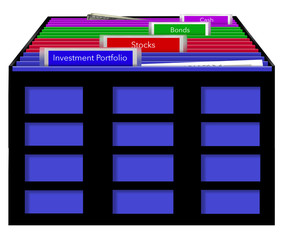 Colorful file folders with labels show a person's record keeping regarding an investment portfolio. Tabs include stocks, bonds and cash.