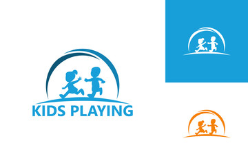 Kids Playing Logo Template Design Vector, Emblem, Design Concept, Creative Symbol, Icon