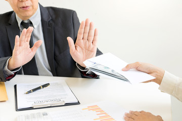 Business man give bribe to the officer but officer say no