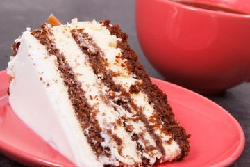 Tasty cake for different occasions and cup of coffee