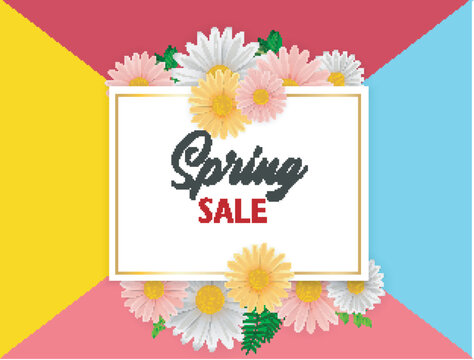 Spring sale background with beautiful flower 