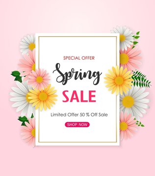 Spring sale background with beautiful flower