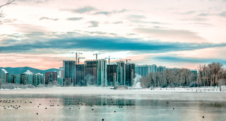 Winter cityscape beauty