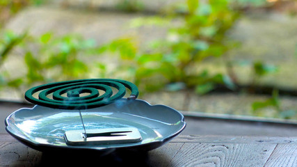 TOKYO,  JAPAN : Burning green MOSQUITO COIL in Japanese house in summer season.