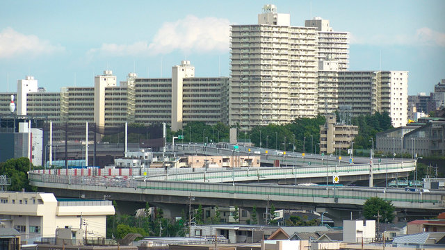 TAKASHIMADAIRA,  TOKYO,  JAPAN - CIRCA MAY 2018 : Scenery of RESIDENTIAL APARTMENT AREA around TAKASHIMADAIRA area in ITABASHI WARD.