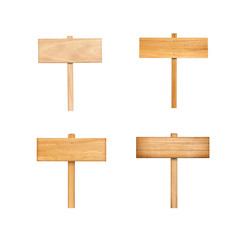 Wooden sign collection isolated on white.
