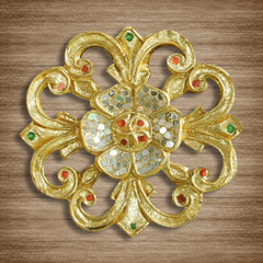 Ornament elements  vintage gold floral designs on wood