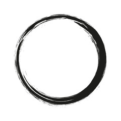 vector brush strokes circles of paint on white background. Ink hand drawn paint brush circle. Logo, label design element vector illustration. Black abstract circle. Frame.