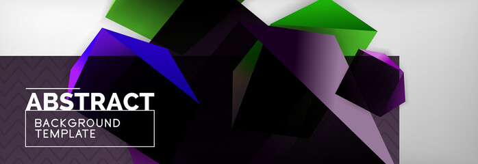 Dark 3d triangular low poly shapes abstract background