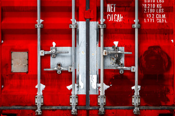 Close-up of the container with the national flag of Switzerland. Concept of export-import...