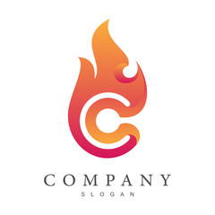 fire letter c logo template
