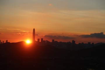 Naklejka premium Hong Kong Sunset 