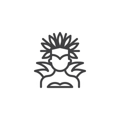 Brazilian carnival dancer costume line icon. linear style sign for mobile concept and web design. Brazilian samba dancer outline vector icon. Symbol, logo illustration. Pixel perfect vector graphics