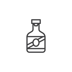 Cachaca bottle line icon. linear style sign for mobile concept and web design. Brazil's national cocktail drink outline vector icon. Symbol, logo illustration. Pixel perfect vector graphics