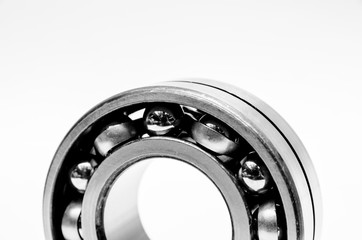 Part of automobile bearing, roller bearing isolated on a white background.