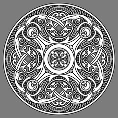 Ornate patterns of the Vikings. Background with hand drawn element of the Vikings. Seamless abstract pattern for printing on paper, fabric, clothes. Art black and white picture.