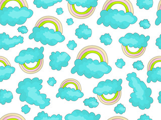 Sewing fabric with Vector cute rainbow seamless pattern with colorful ...