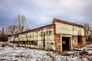 Fototapeta na wymiar Abandoned, unused object Sewage treatment plant