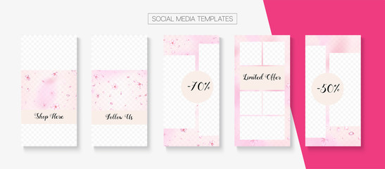 Valentines Day Spring Sale Vector Stories Layout.