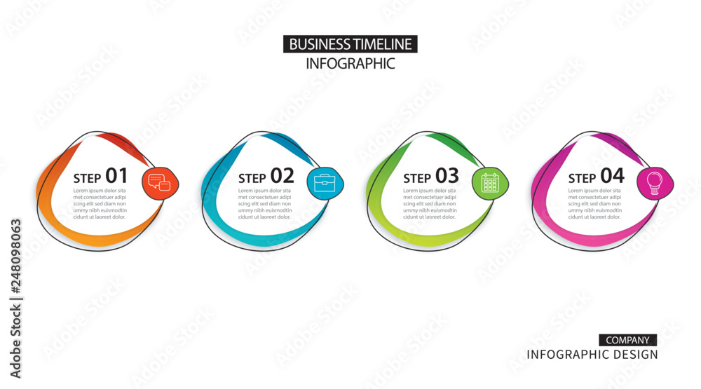 Poster 4 infographic with abstract option template. presentation step business modern background.