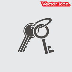 key icon isolated sign symbol and flat style for app, web and digital design. Vector illustration.