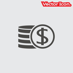 Money icon isolated sign symbol and flat style for app, web and digital design. Vector illustration.