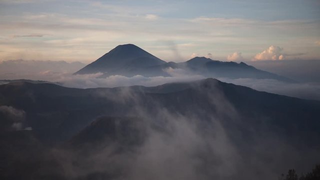 time-lapse of dawn cloud at Mount Bromo, Indonesia