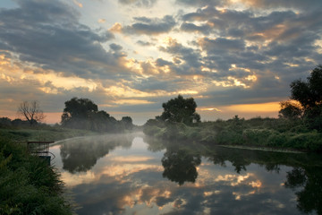 Dawn on river.