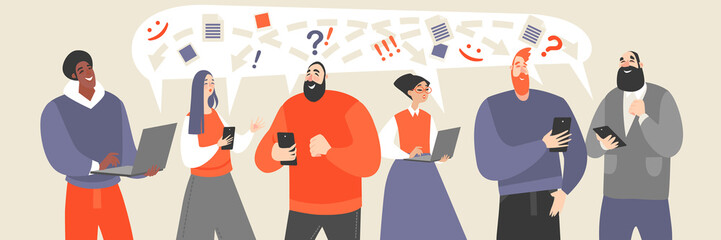 Young people communicate and exchange documents and ideas using Internet services