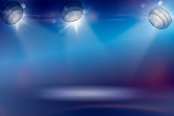 Blue stage arena studio lighting background with spotlight