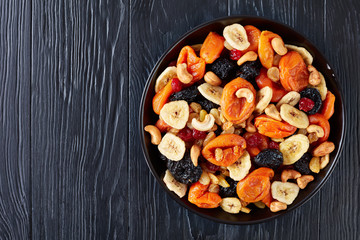 dried organic Fruits and Nut Mix, flatlay