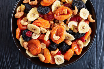 close-up of dried organic Fruits and Nut Mix