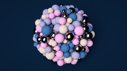 Futuristic Abstract Colorful Bubbles Isolated On Dark Blue Background - 3D Illustration