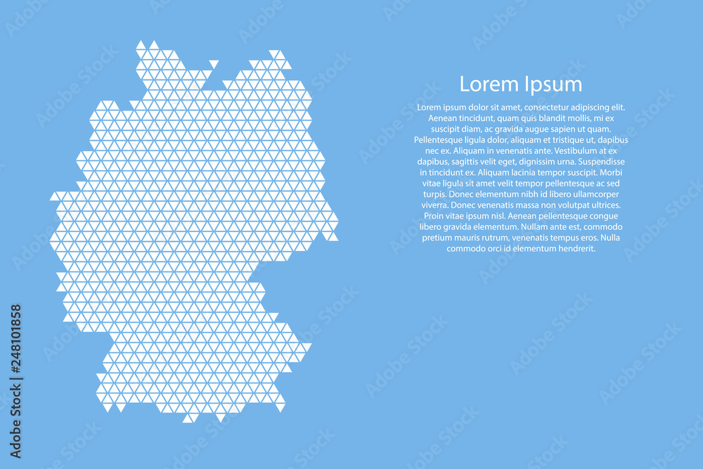 Poster germany map abstract schematic from white triangles repeating pattern geometric on light blue backgr
