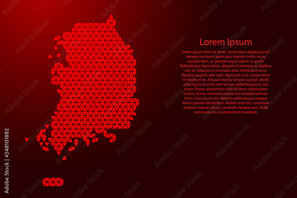 Poster south korea map abstract schematic from red triangles repeating pattern geometric background with no