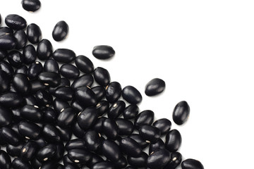 black kidney beans isolated on white background. top view