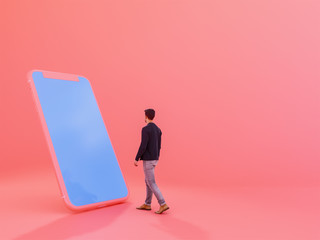 man with mobile phone , 3d render