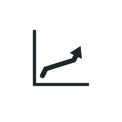 Growing bar graph icon in black on a white background. Vector illustration