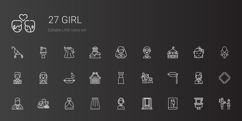 girl icons set