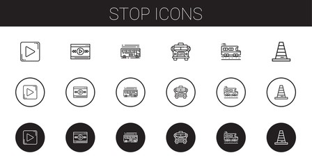 stop icons set