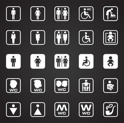 Restroom icons set on black background for graphic and web design, Modern simple vector sign. Internet concept. Trendy symbol for website design web button or mobile app