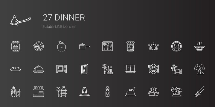 dinner icons set