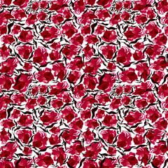 Pattern with flowers painted by hand in watercolor. Print for fabric, wallpaper, women's clothing.