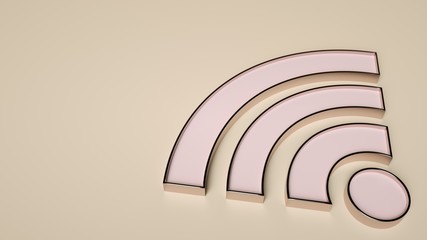 Pink And Gols Wireless Symbol - 3D Illustration