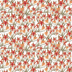 Watercolor seamless pattern with daffodils. Textile perfection, wallpaper, fabric. Hand painted. Illustration.