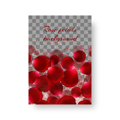 Birthday invitation template with red rose petals